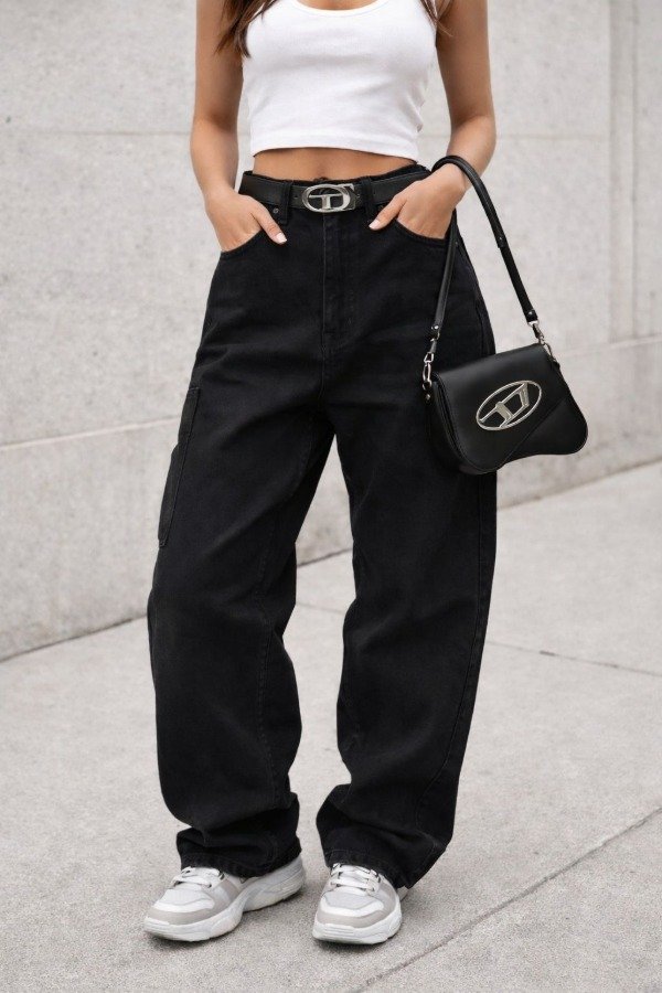 Producto - JEANS BAGGY CARPINTERO NEGRO