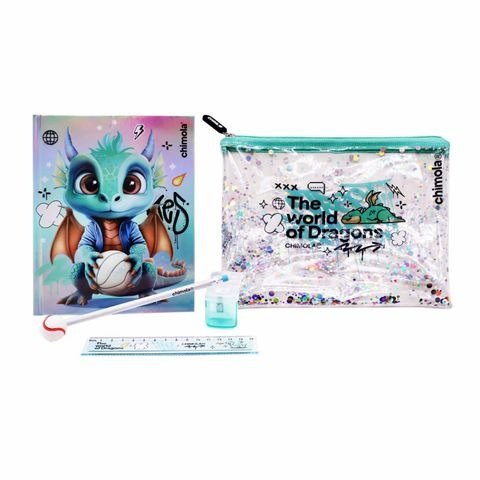 Producto - SET DE UTILES ESCOLARES 5 PIEZAS EN ESTUCHE DRAGON CHIMOLA
