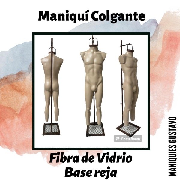 Producto - Maniquí hombre fibra de vidrio colgante con base Reja - 0