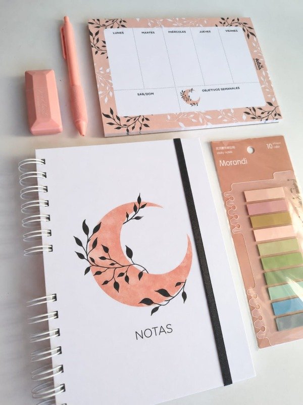 Producto - Combo cuaderno + organizador semanal + accesorios - Luna - 0