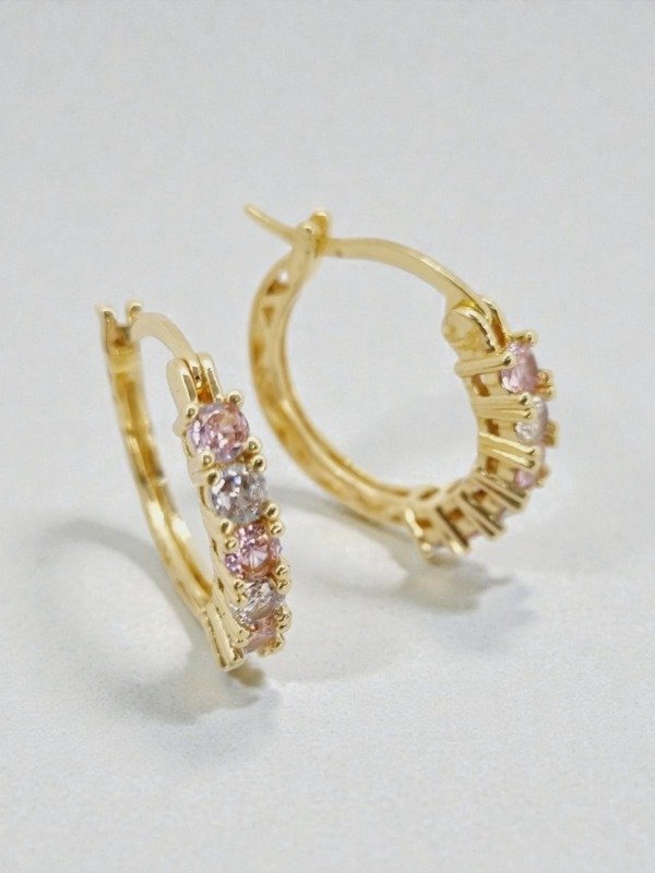 Producto - Aros acero dorado argollita linea strass engarz color