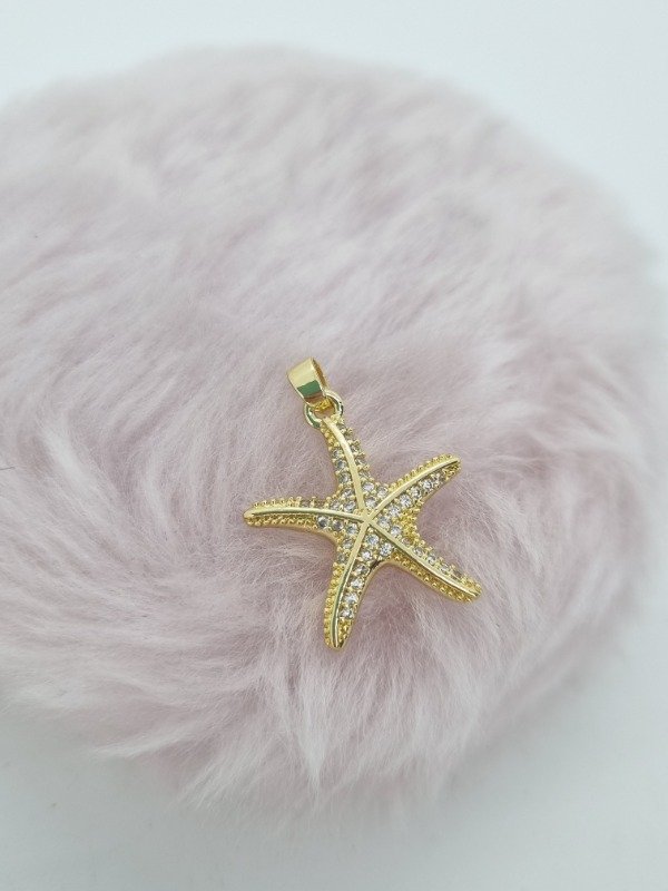 Producto - Dije acero dorado estrella de mar strass