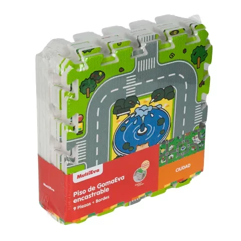 Producto - PISO DE GOMA - CUIDAD - 9 PIEZAS + BORDES