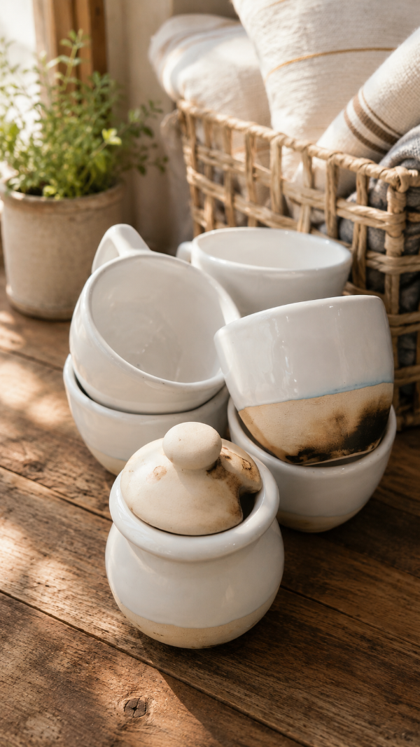 Producto - Tazas x 6 + azucarera. Cerámica artesanal