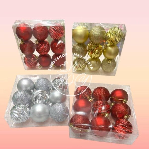 Producto - 9U BOLAS EN TUBO DECORATIVO DE NAVIDAD ARBOL