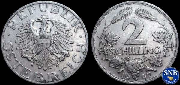 Producto - Austria - 2 chelines (1947) KM #2872 - Ocupación Aliada