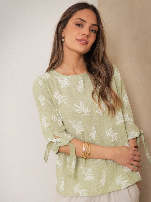 Producto - Remera Manga Para Atar Greta Bordado (Art. 5851)