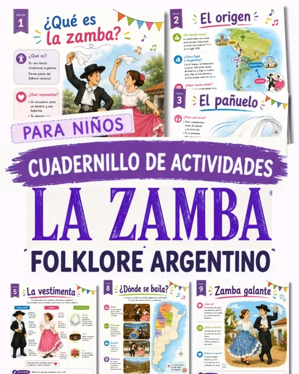 Producto - CUADERNILLO DE ACTIVIDADES - LA ZAMBA - FOLKLORE ARGENTINO