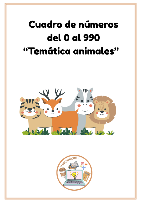 Producto - Cuadro de números del 0 al 990: " Animales"