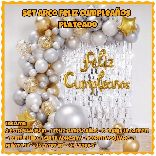 Producto - Set de globos plateado/oro