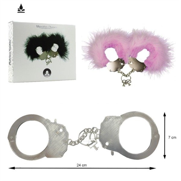 Producto - ESPOSAS DE METAL CON PELUCHE Y PLUMAS
