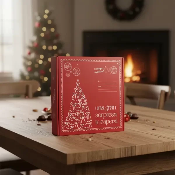 Producto - Caja 26x26x5 NAVIDAD /AÑO NUEVO  (linea roja)
