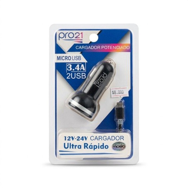 Producto - CARGADOR PARA AUTO CON CABLE USB MICRO PRO 21