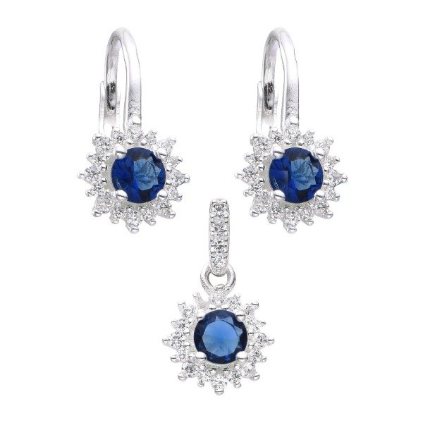 Producto - Conjunto aros cierre francés y dije piedra azul