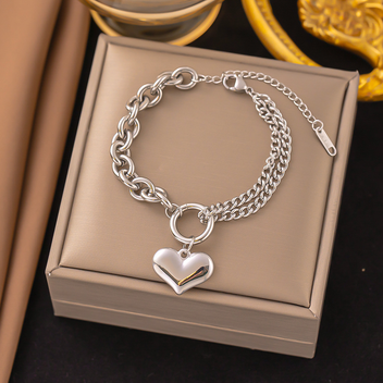 Producto - Pulsera Elizabeth con dije corazón Plateada - 1