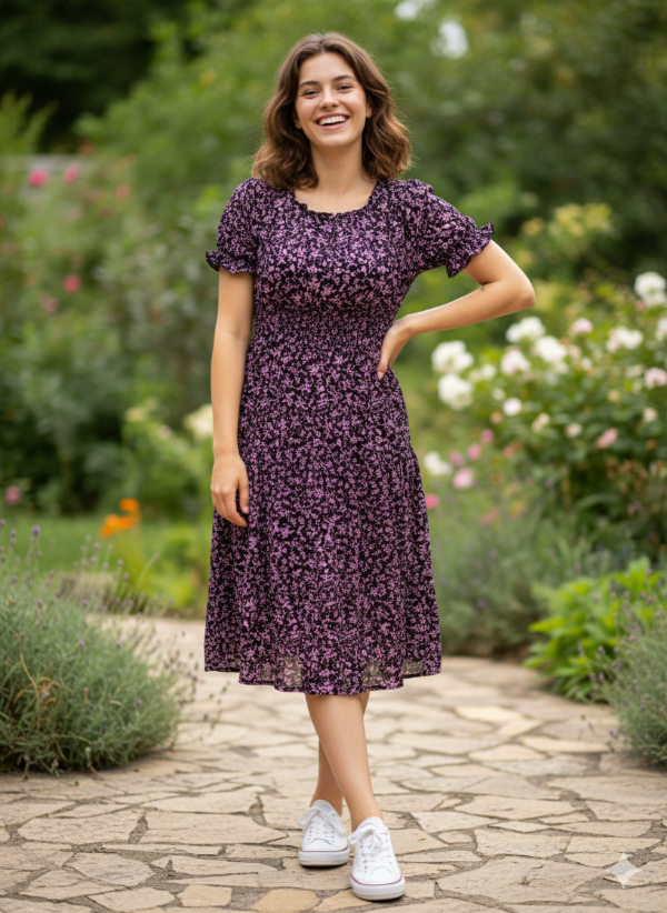 Producto - Vestido de fibrana tipo paisana estampado (Art. 252) Talle S/M