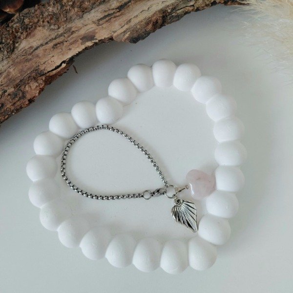 Producto - Pulsera corazón cuarzo rosa