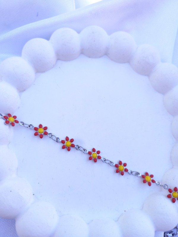 Producto - pulsera margarita silver (rojo)
