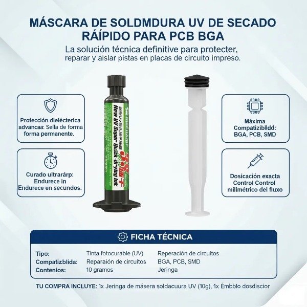 Producto - MASCARA UV DE SECADO RAPIDO 3 SEGUNDOS MECHANIC - COLOR VERDE - 1