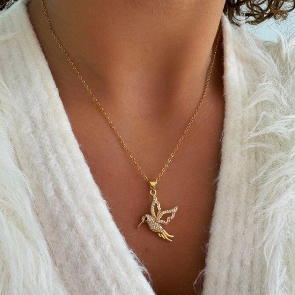 Producto - CONJUNTO DORADO COLIBRI BRILLOS BLANCOS
