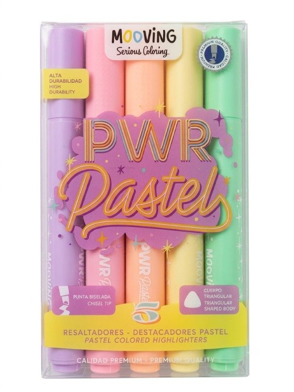 Producto - Resaltadores Pastel Coloring Mooving PWR x 5.