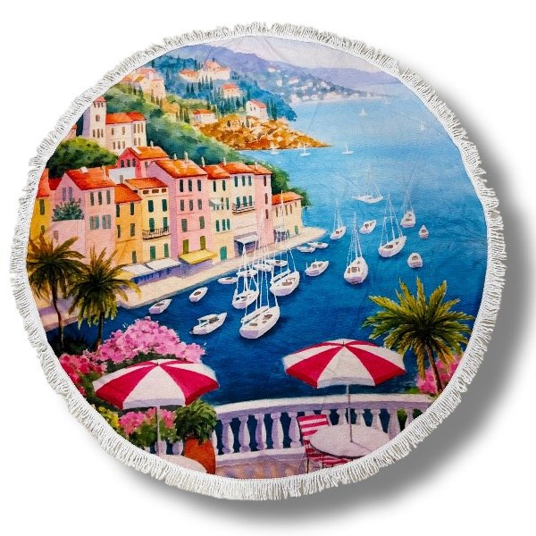 Producto - Paisaje Mediterráneo -Toallon Redondo Algodon