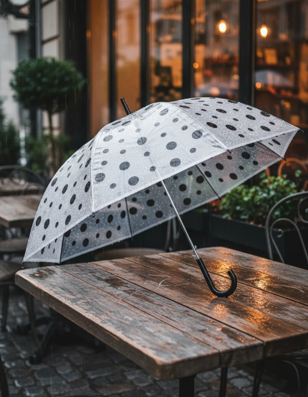 Producto - Paragua Transparente "Lunares Negro"