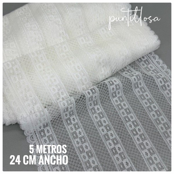 Producto - Puntilla elastizada 24cm ancho - 5 metros