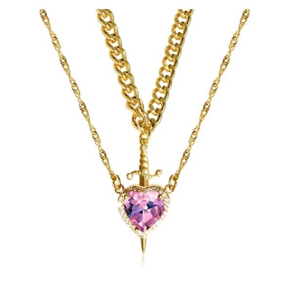 Producto - Collares: Heart and sword Pink Golden