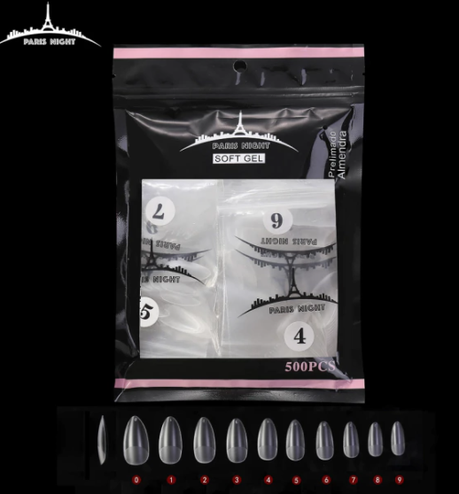 Producto - TIPS SOFTGEL 500PCS BOLSA NEGRA PN20951 stiletto