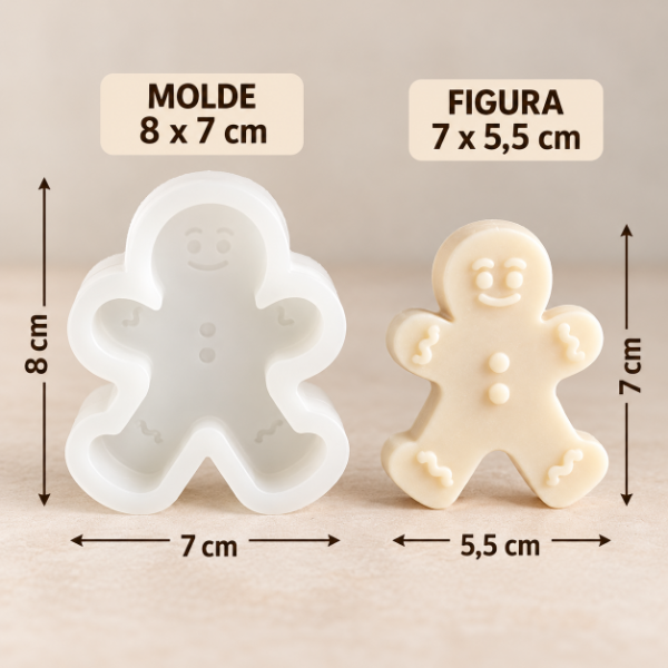 Producto - MOLDE DE SILICONA HOMBRE JENGIBRE NAVIDAD PARA VELA RESINA CHOCOLATE 3C10 8X7CM - 1