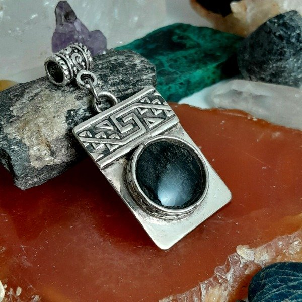 Producto - Dije de alpaca con Obsidiana étnico