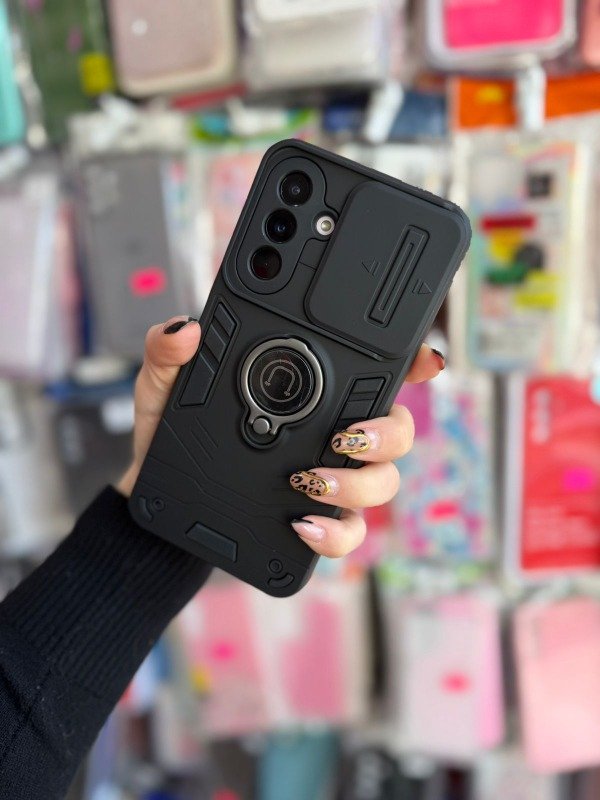 Producto - Case super reforzada con anillo y cubrecamara negro