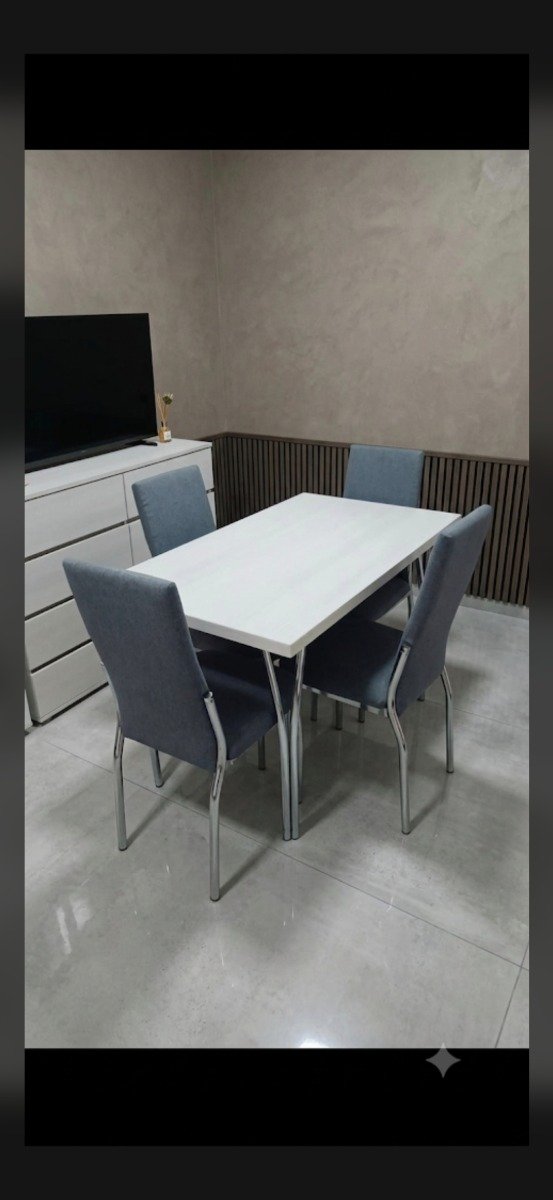 Producto - Mesa Cerdeña 1.20x0.70m/ Sillas Sevilla tapizado PREMIUM CROMADO - 0