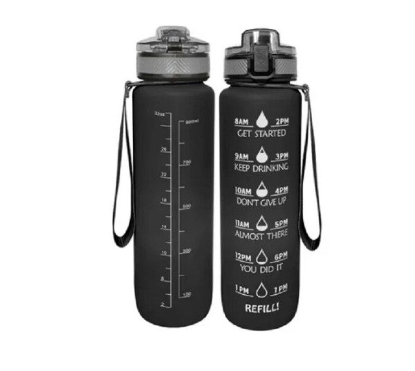Producto - Botella De Agua Deportiva Gadnic Frases Motivacvionales 1l Color Negro