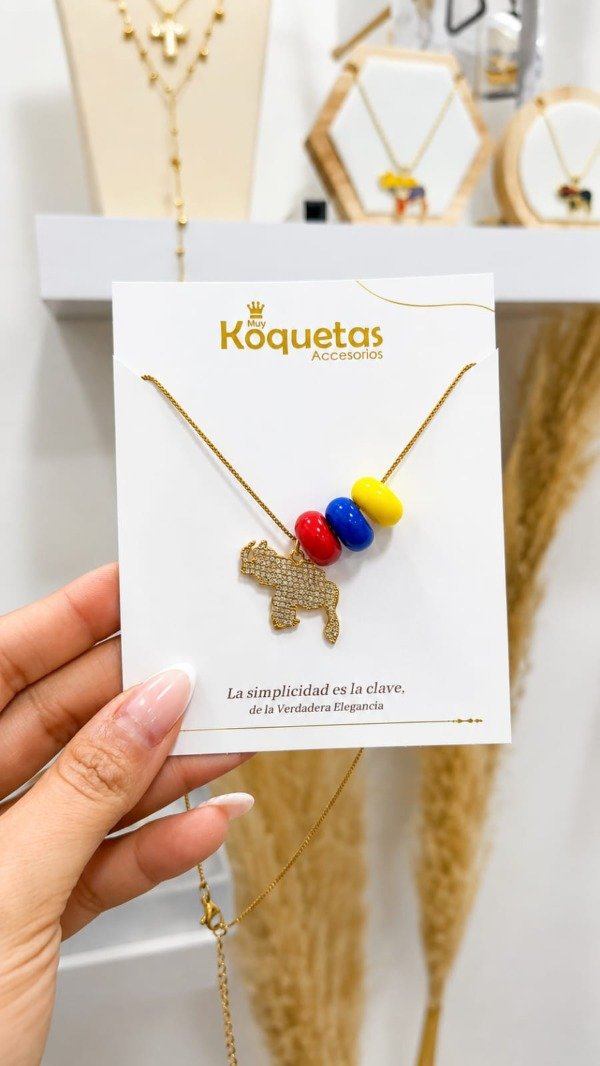 Producto - Collar Mapa de Venezuela con Dijes Tricolor