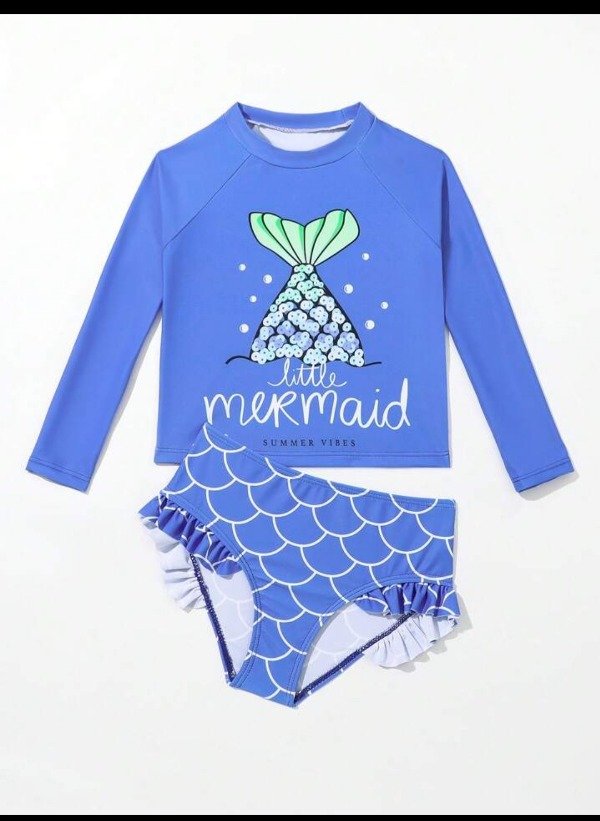 Traje de baño 2 piezas shein talle 7 azul