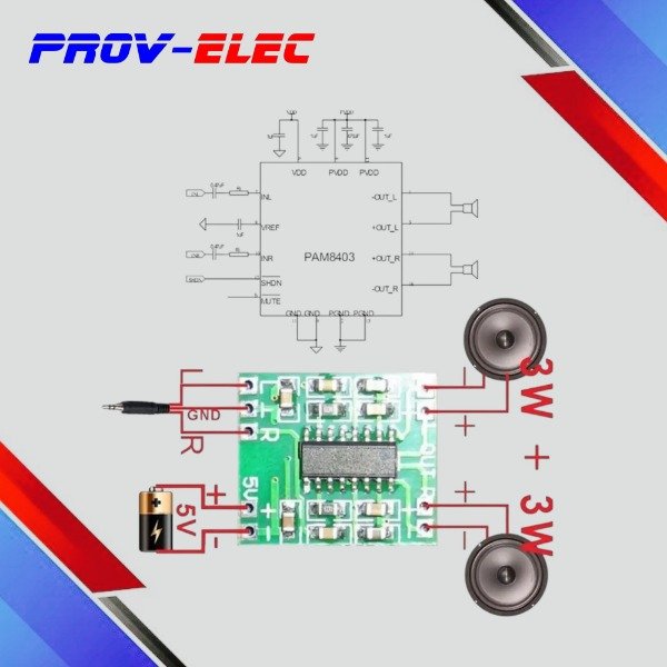 Producto - MODULO AMPLIFICADOR STEREO PAM8403 CLASE D 3W+3W S/POTENCIOMETRO - 3