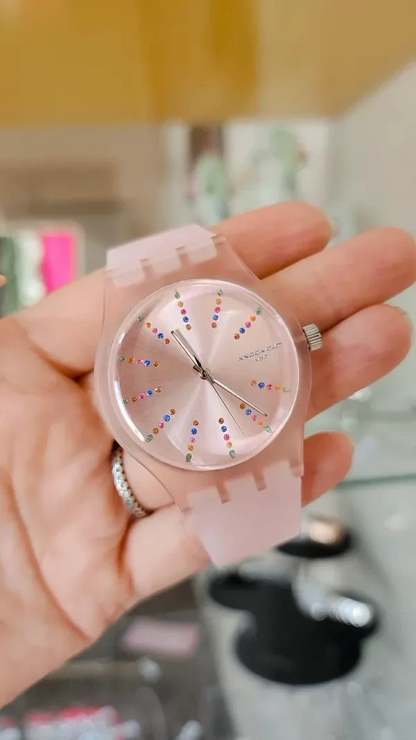 Producto - Reloj Knock Out 8441-6 Malla Silicona Brillos Rosa