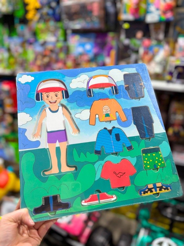 Producto - Tablero de Encastre Didáctico de Madera Vestir al Niño / Juego de Vestimenta - 1