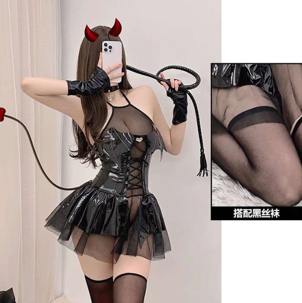 Producto - Lenceria de demonio negro semi engomado talle unico