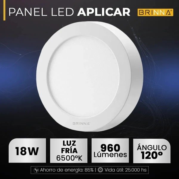 Producto - PLAFON PANEL LED REDONDO APLICAR 18W FRIO BRINNA - 1
