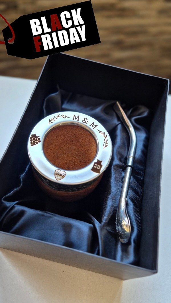 Producto - Mate Imperial Algarrobo Personalizado + BOMBILLA DE REGALO