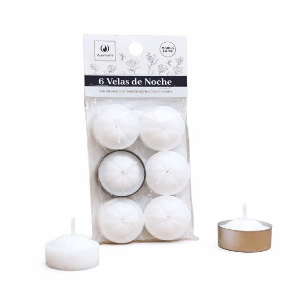 Producto - Velas de Noche Blancas Iluminarte - 6 Unidades