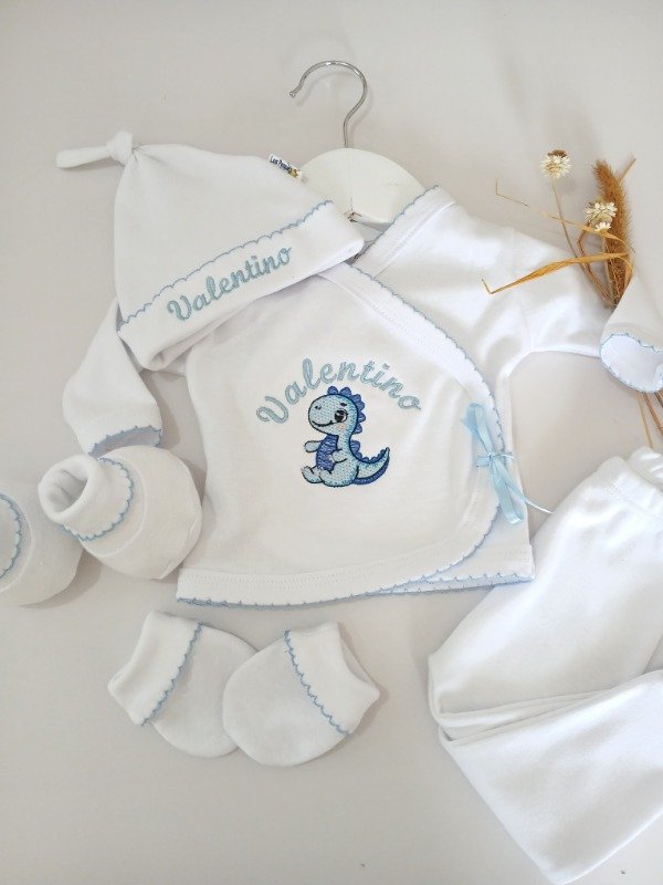 Producto - Ajuar personalizado Dino celeste