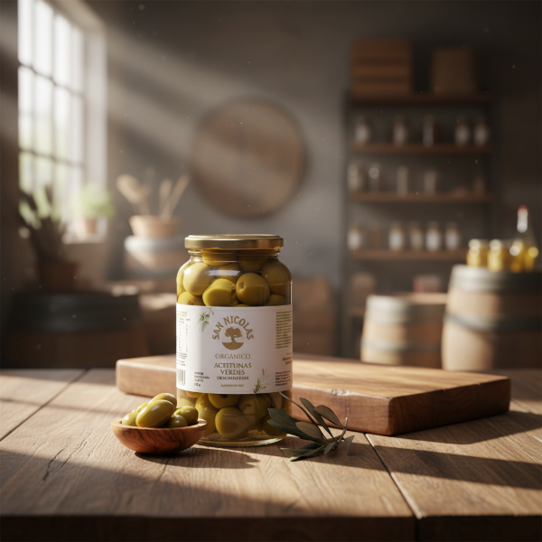 Producto - Aceitunas Verdes Descarozadas Orgánicas Olivares San Nicolas x 3 unidad x 500 g