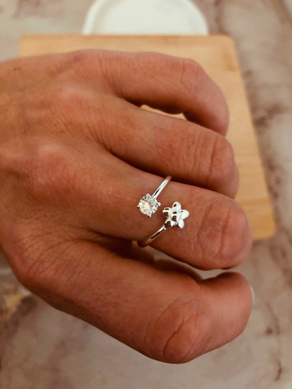 Producto - Anillo Flor ajustable micropave Plata 925