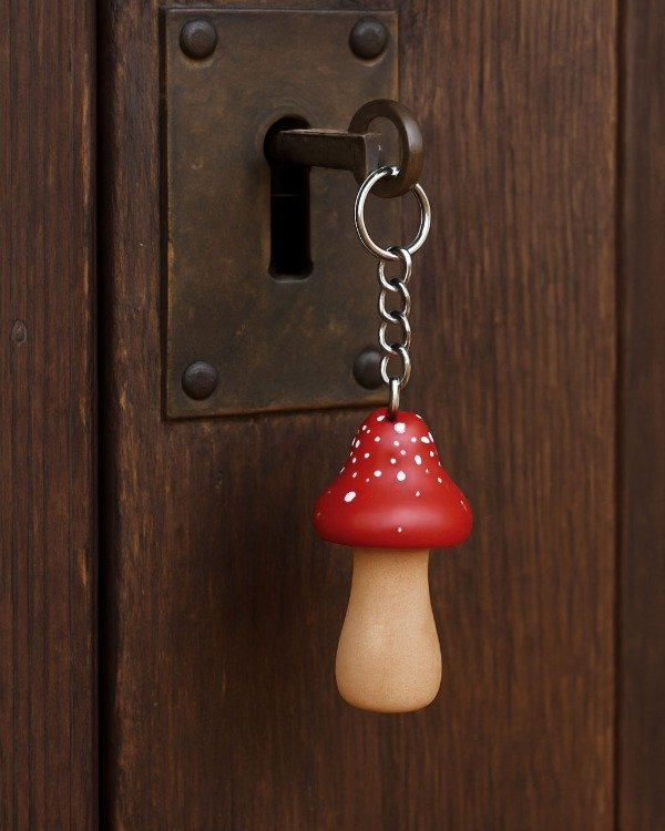 Producto - Llaveros de honguitos AMANITA torneados madera