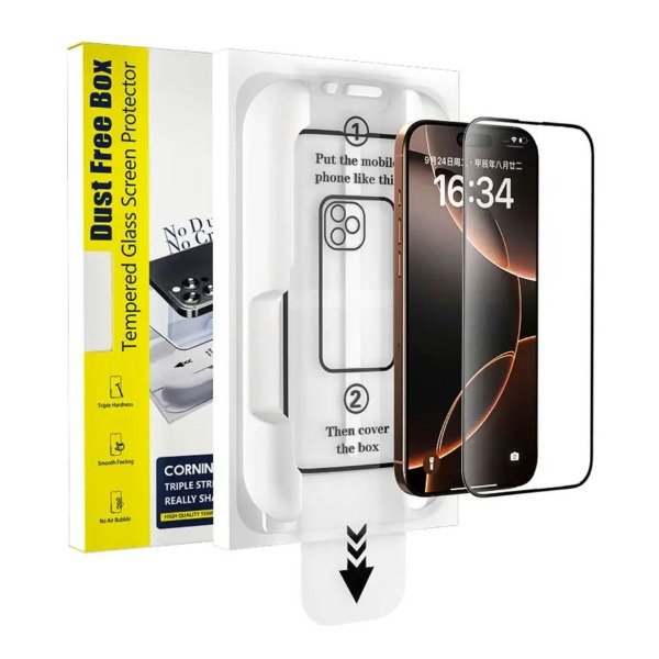 Producto - Vidrio Templado iPhone 14 Pro Con Caja Colocadora 9h 9d