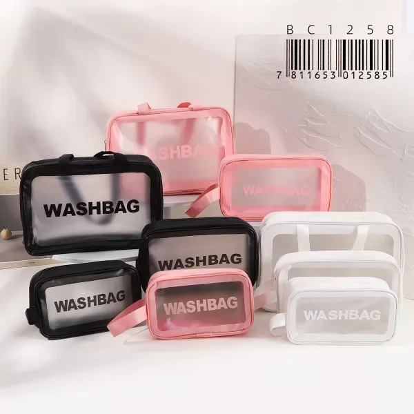 Producto - SET 3PCS NECESER ORGANIZADOR DE VIAJE TRANSPARENTE WASHBAG